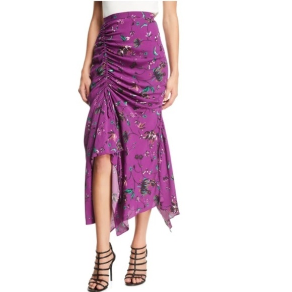 Tanya Taylor Vines Requel Silk Skirt in purple size 4 - Picture 1 of 5